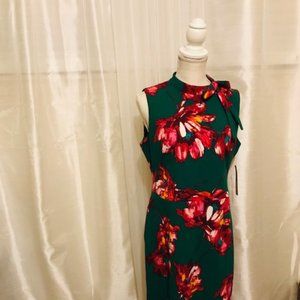 New Maggy London Sz 10 Jackie Midi Bow Neck Sleeveless Sheath Dress
